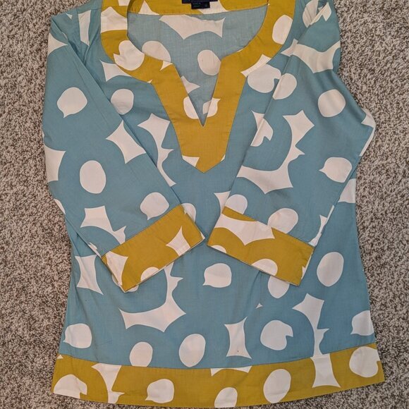 Boden Tunic Graphic "Painted Hoops" Size 10 (US) Teal Gold - Picture 1 of 3